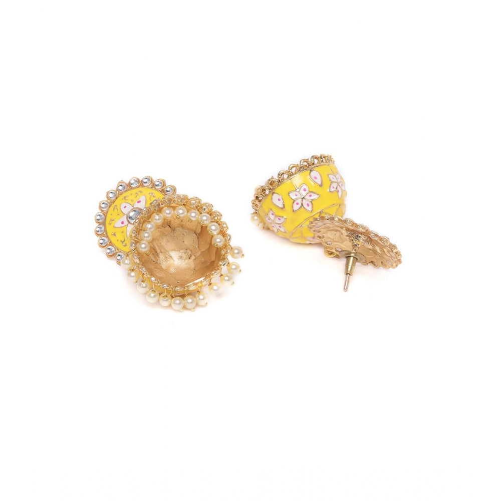 Rose Gold Plated Alloy Earrings (Yellow)