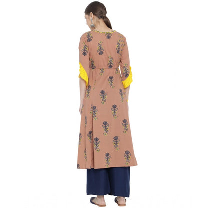 Casual 3/4 th Sleeve Floral Printed Cotton Kurti (MultiColor)