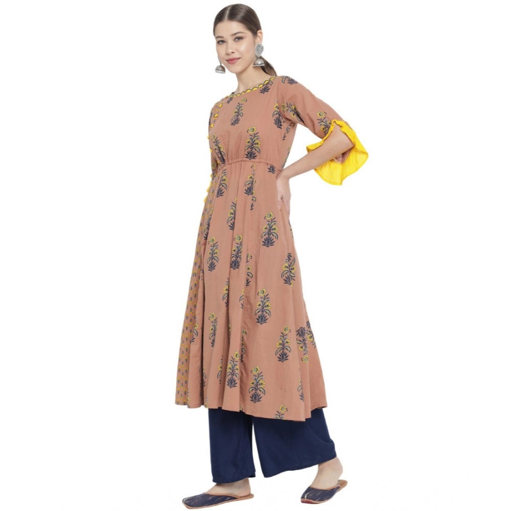 Casual 3/4 th Sleeve Floral Printed Cotton Kurti (MultiColor)