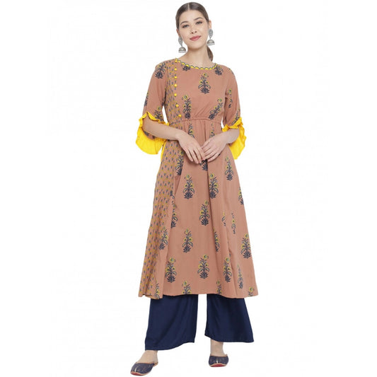 Casual 3/4 th Sleeve Floral Printed Cotton Kurti (MultiColor)