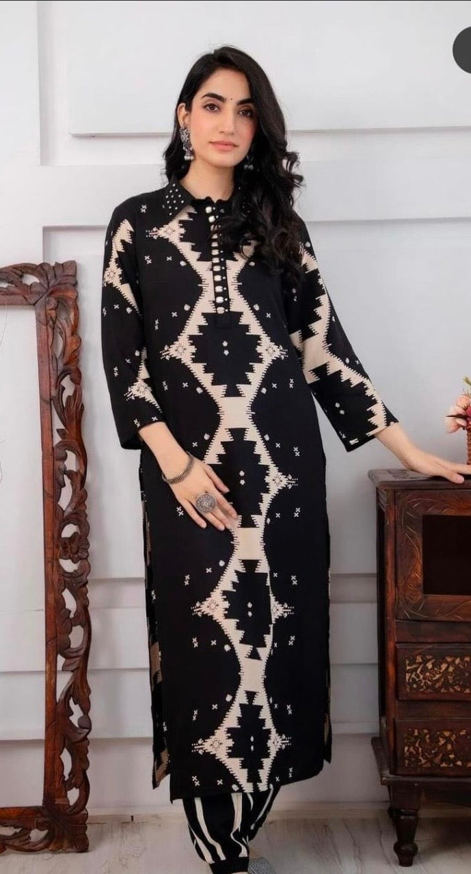 Printed Soft Reyon Kurta Co-ord Set