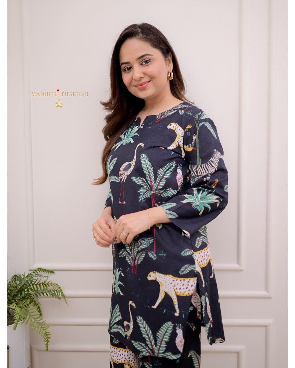 New Animal Forest Print Kurta Pent Co-ord Set