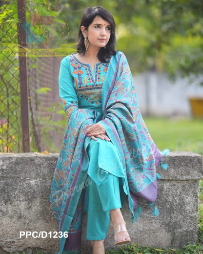 COTTON SLUB KURTI WITH AARI EMBROIDERY WORK