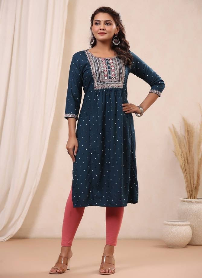 Rayon Embroidered Casual Daily Wear Kurti