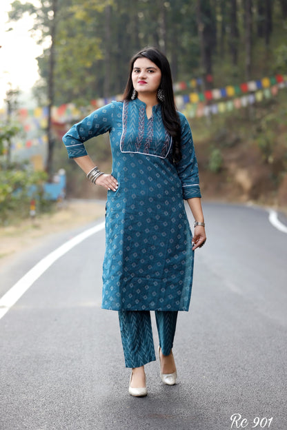 Heavy kantha Handwork kurti set