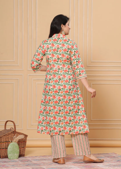 COTTON STRAIGHT KURTI WITH COTTON PANT WITH COTTON DUPATTA