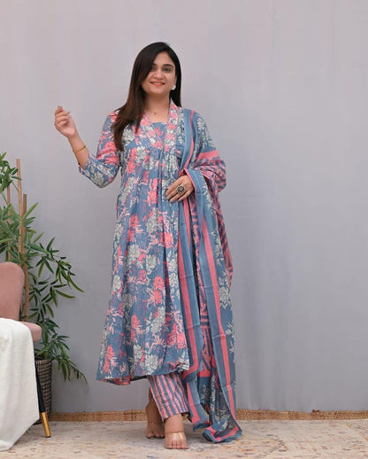 Vibrant Floral Print Kurta Pant