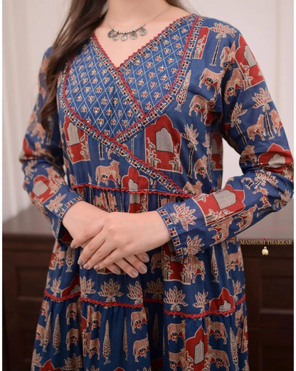 Anarkali kurta Printed Cotton Kurta & Pant Dupatta Set