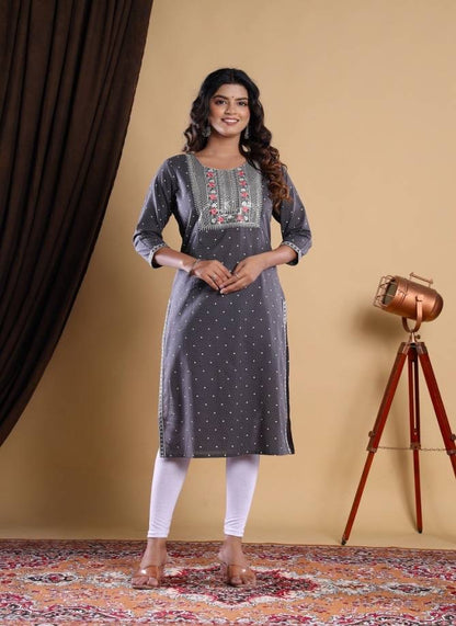 Rayon Embroidered Casual Daily Wear Kurti