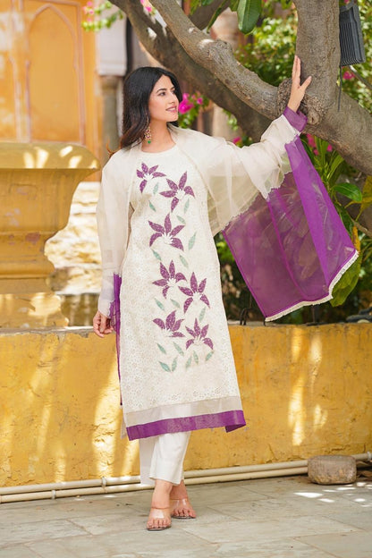 Beautiful Cotton Shifley Aline Kurta Dupatta Set