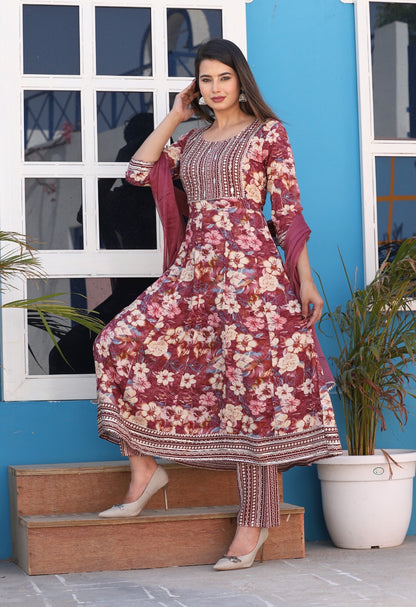 DIGITAL RAYON ANARKALI SUIT SET