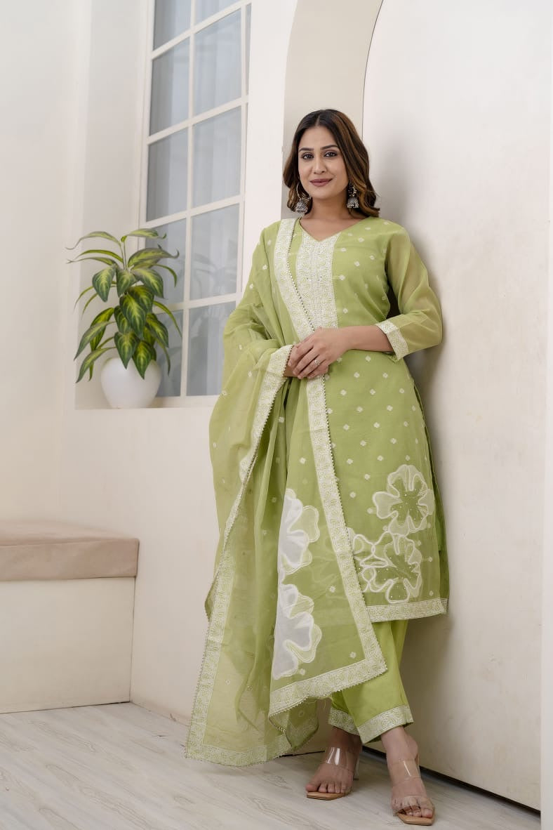 Chanderi Embroidery work Suit Set