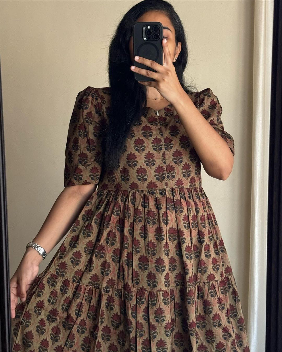 Beautiful Flower print Cotton Full Flair Middy Gown