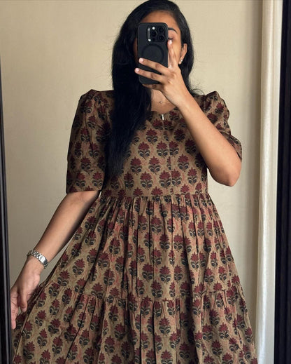 Beautiful Flower print Cotton Full Flair Middy Gown