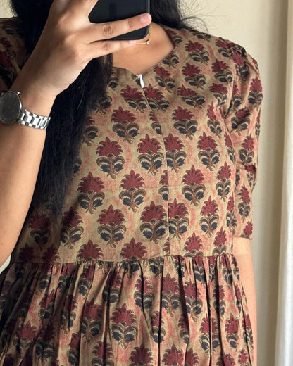 Beautiful Flower print Cotton Full Flair Middy Gown