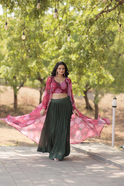 Faux Georgette With Crush Pleating Lehenga Choli