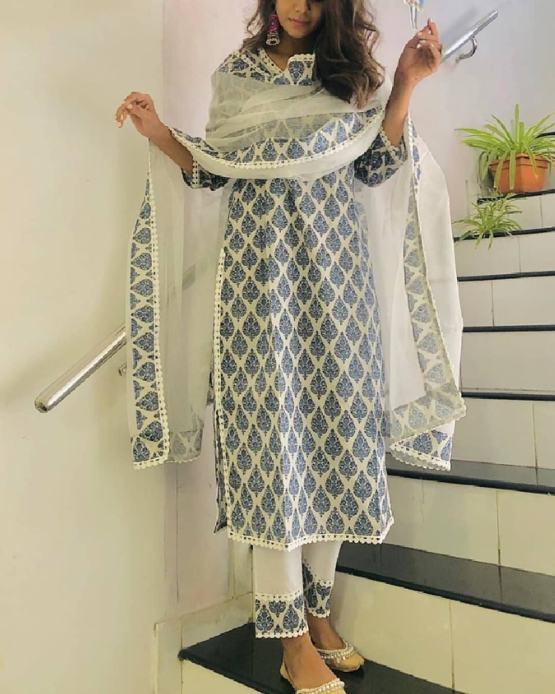 Jaipuri Block Print Kurti Pant & Dupatta