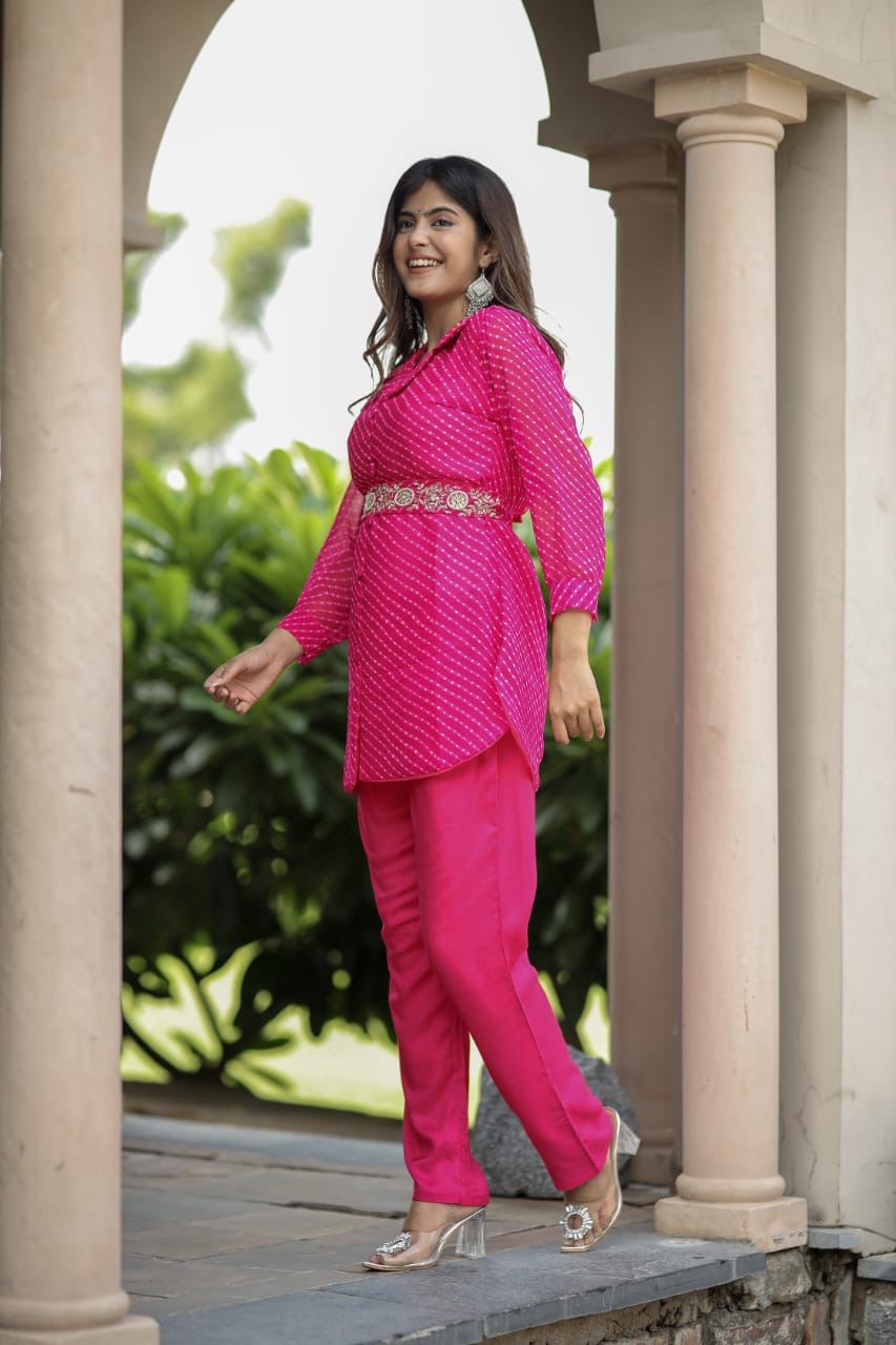 Pure Georgette kurti with pant.