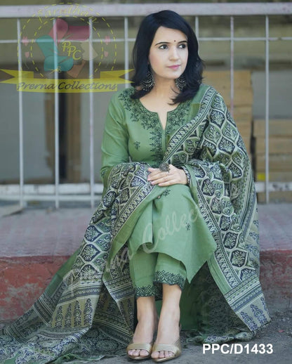 Love for Comfort Wear Our Ajrakh Dupata with All Over kurta Embroidered