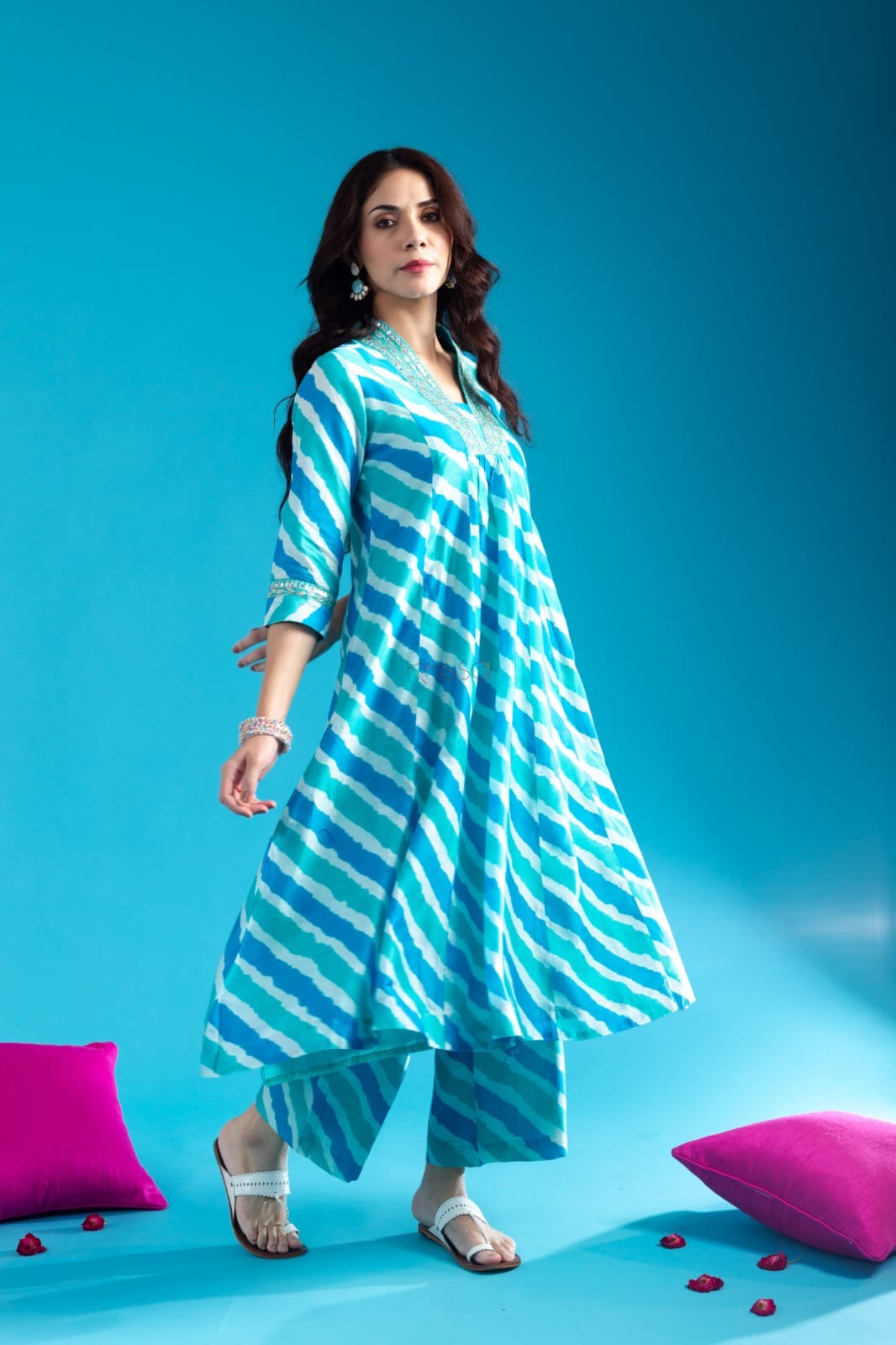 Long Aliya Cut Type Aline Kurta Pant