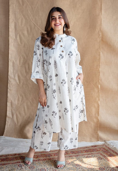 Pure Cotton kurti with leaf print with Plazzo