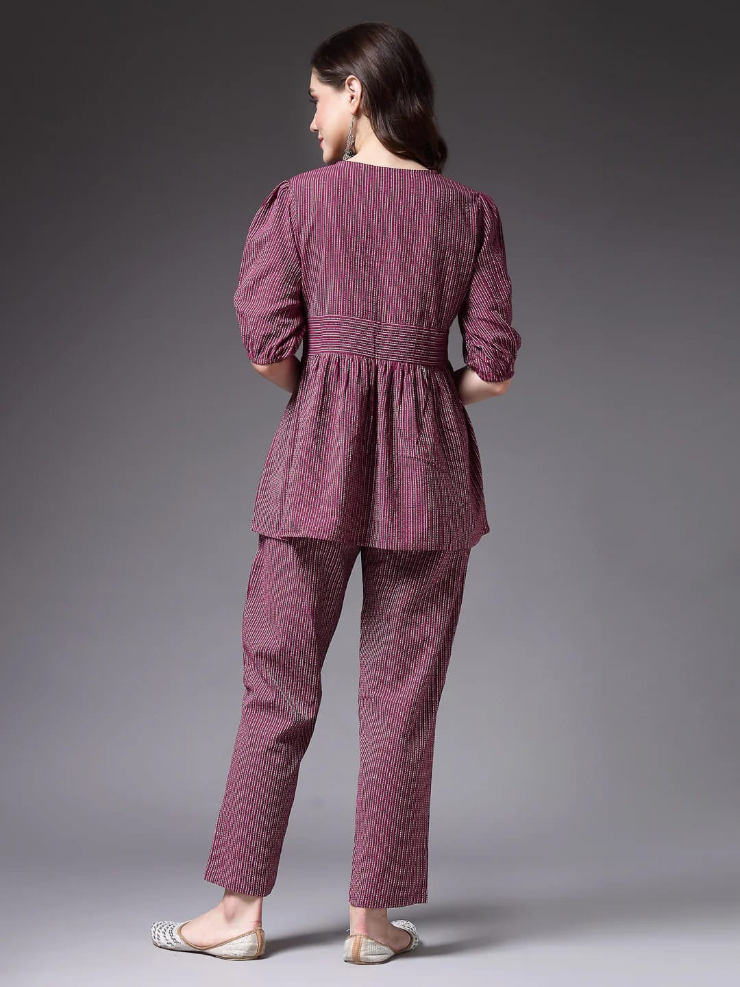 Katha Woven Cotton Top and Pant with Embroidery on Neckline