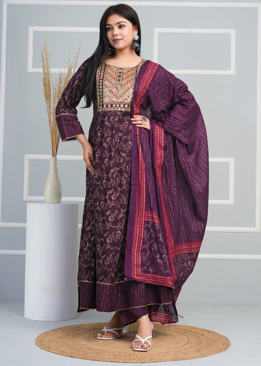 Beautiful Rayon Fabric Printed Anarkali Long Kurti With Pant & Printed Dupatta