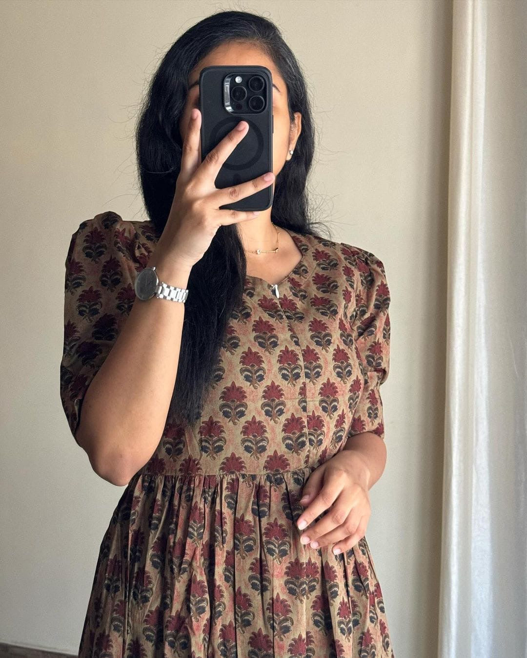 Beautiful Flower print Cotton Full Flair Middy Gown