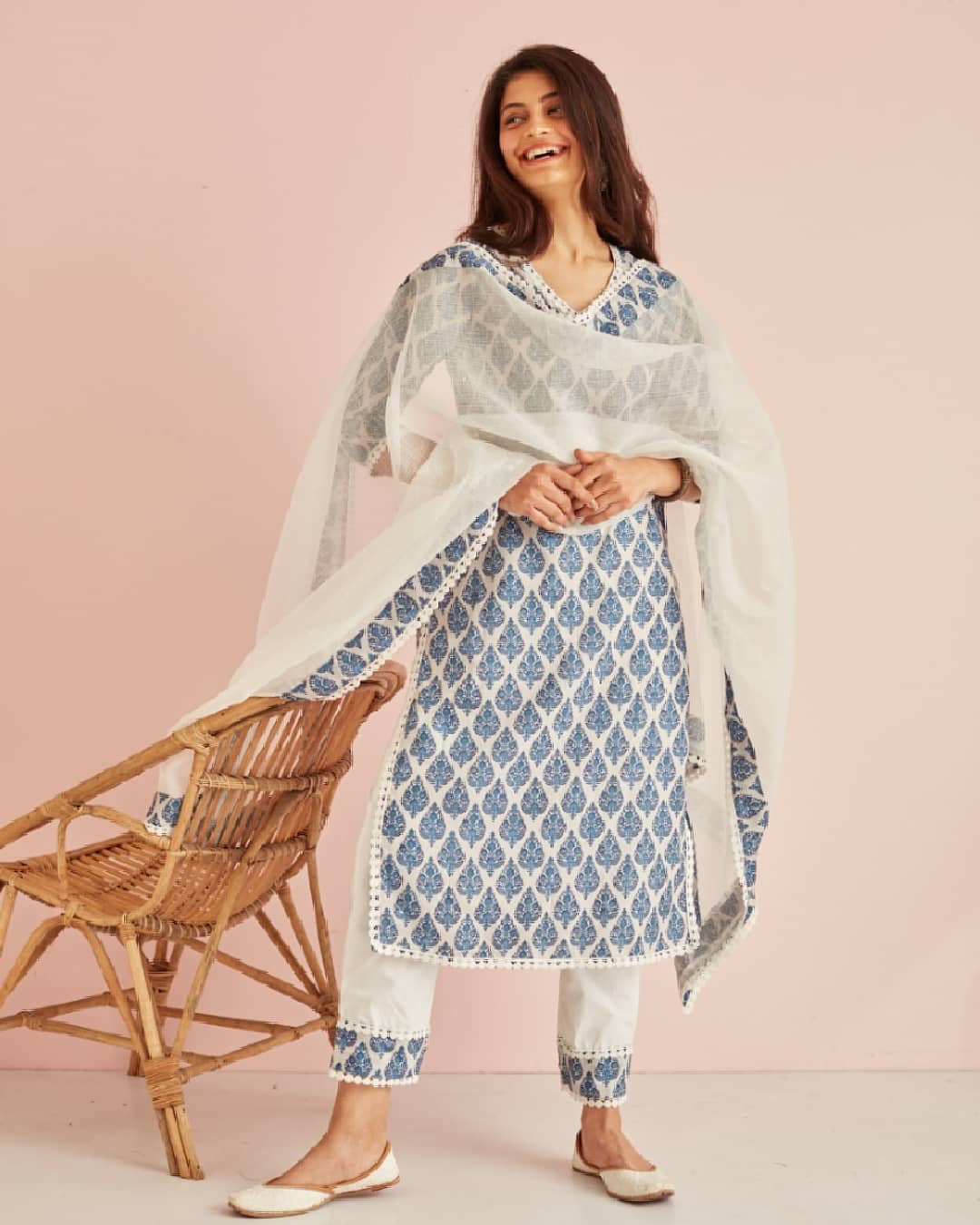 Jaipuri Block Print Kurti Pant & Dupatta