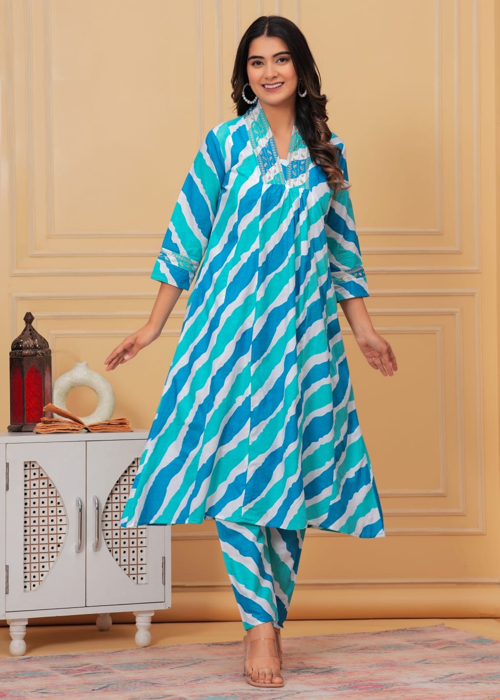 Long Aliya Cut Type Aline Kurta Pant