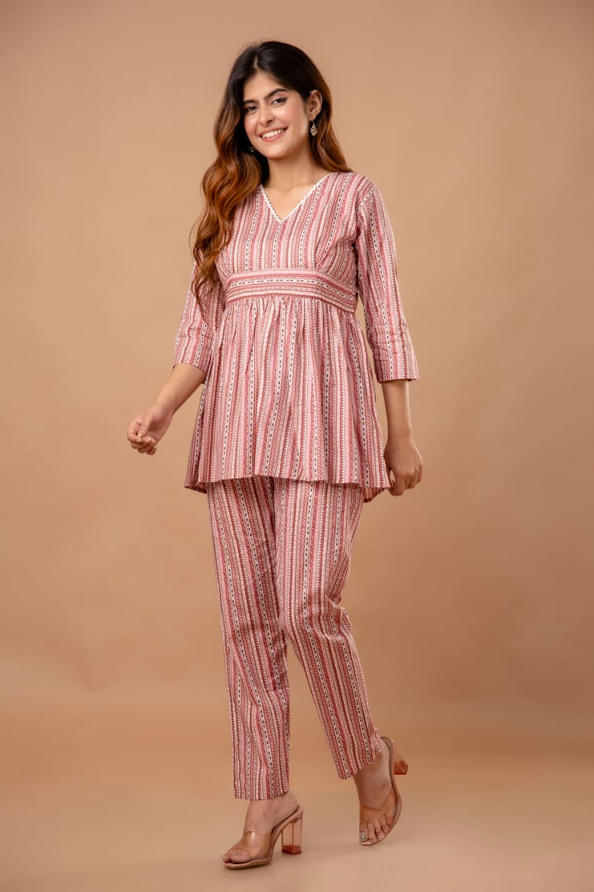 Cotton Party Wear Cotton Print Co-ord Set