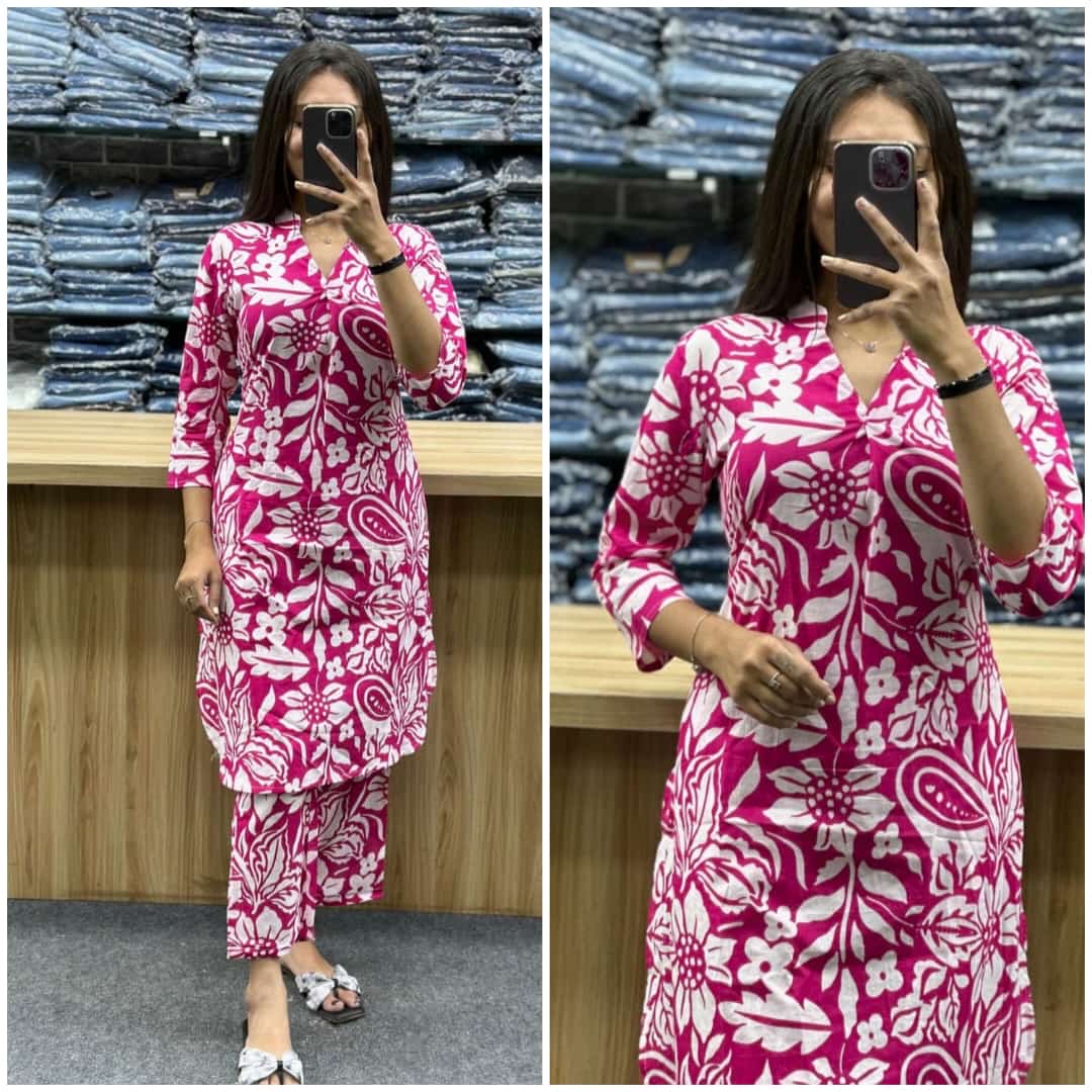 Stylish Pink Floral Printed Co-ord Set