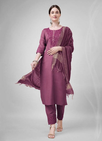 Cotton Blend With Embroidery Kurti Bottom With Dupatta