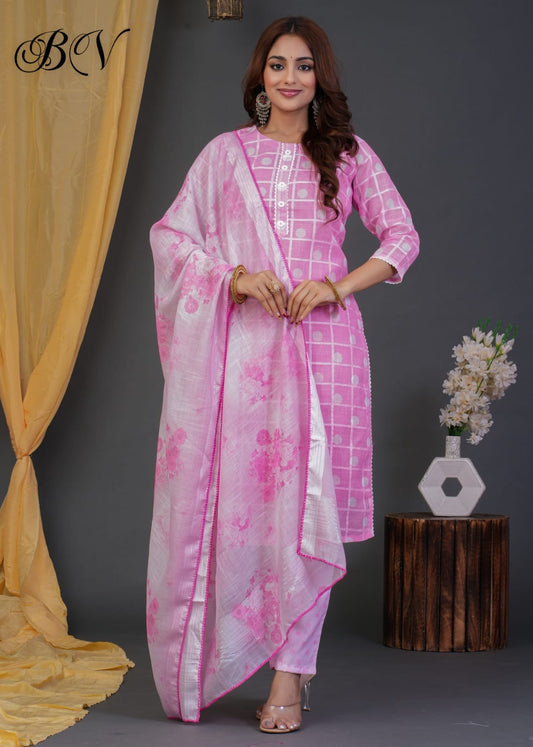 LINEN COTTON WITH LINING SUIT SET