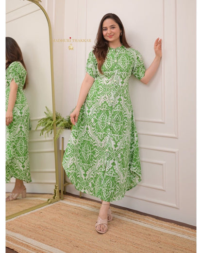 Premium Cotton Printed Fir Flair Dress