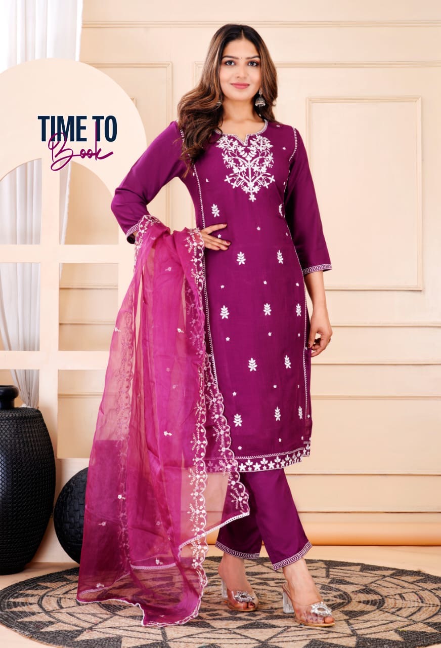 Beautifully Decorated with Intricate Hand Embroidery Suit set