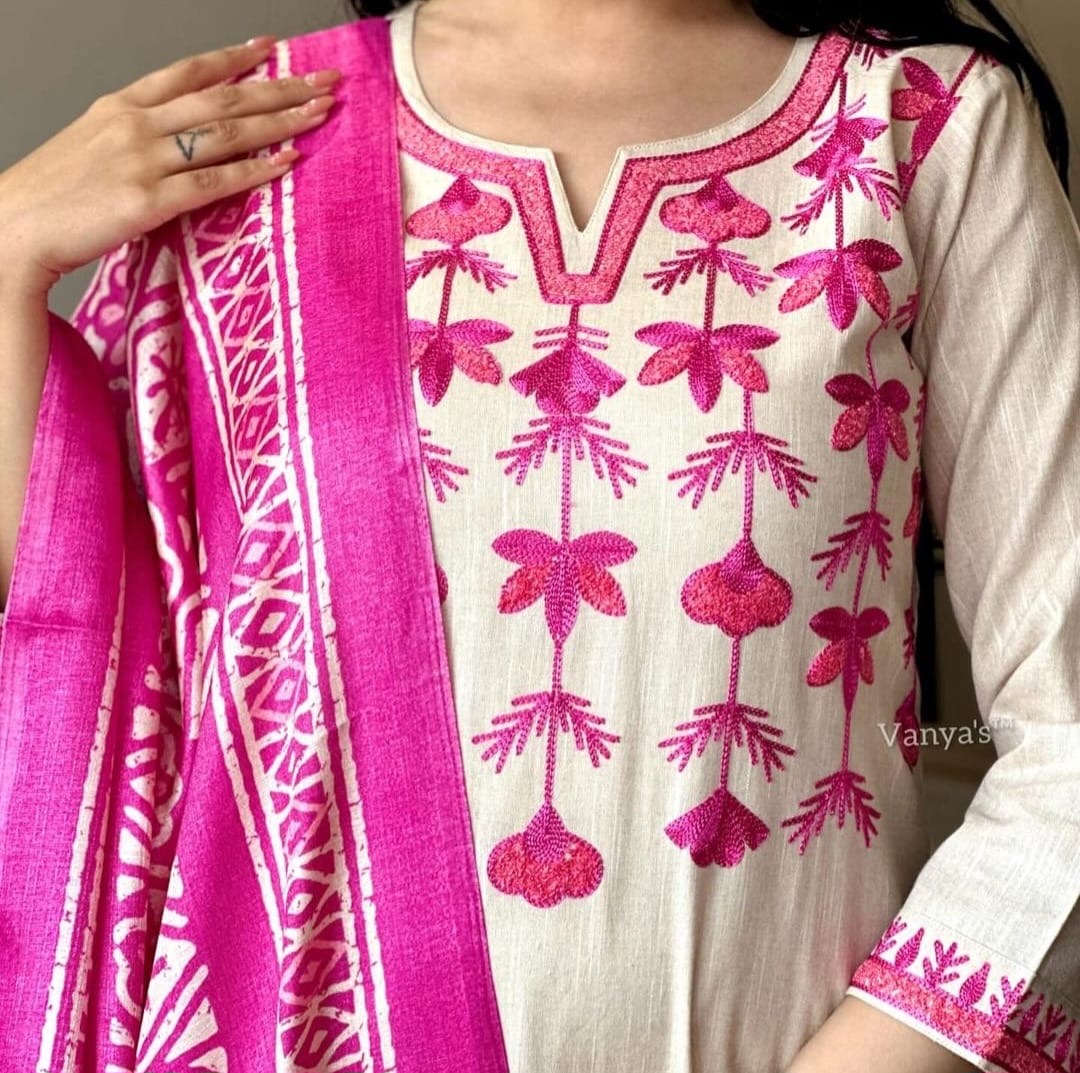 Cotton Kurta Pant & Khadi Silk Dupatta