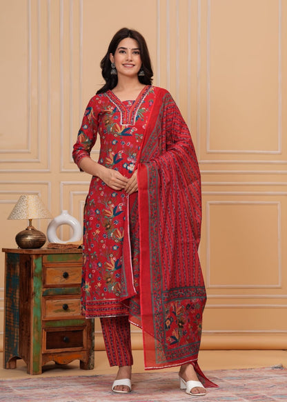 Beautiful Straight Pattern Kurti with Beautiful Hand Work on Neck And Hand Threads Work