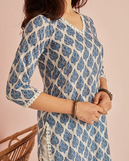 Jaipuri Block Print Kurti Pant & Dupatta