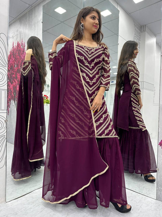 Launching Embroidered Suit & Sharara Set