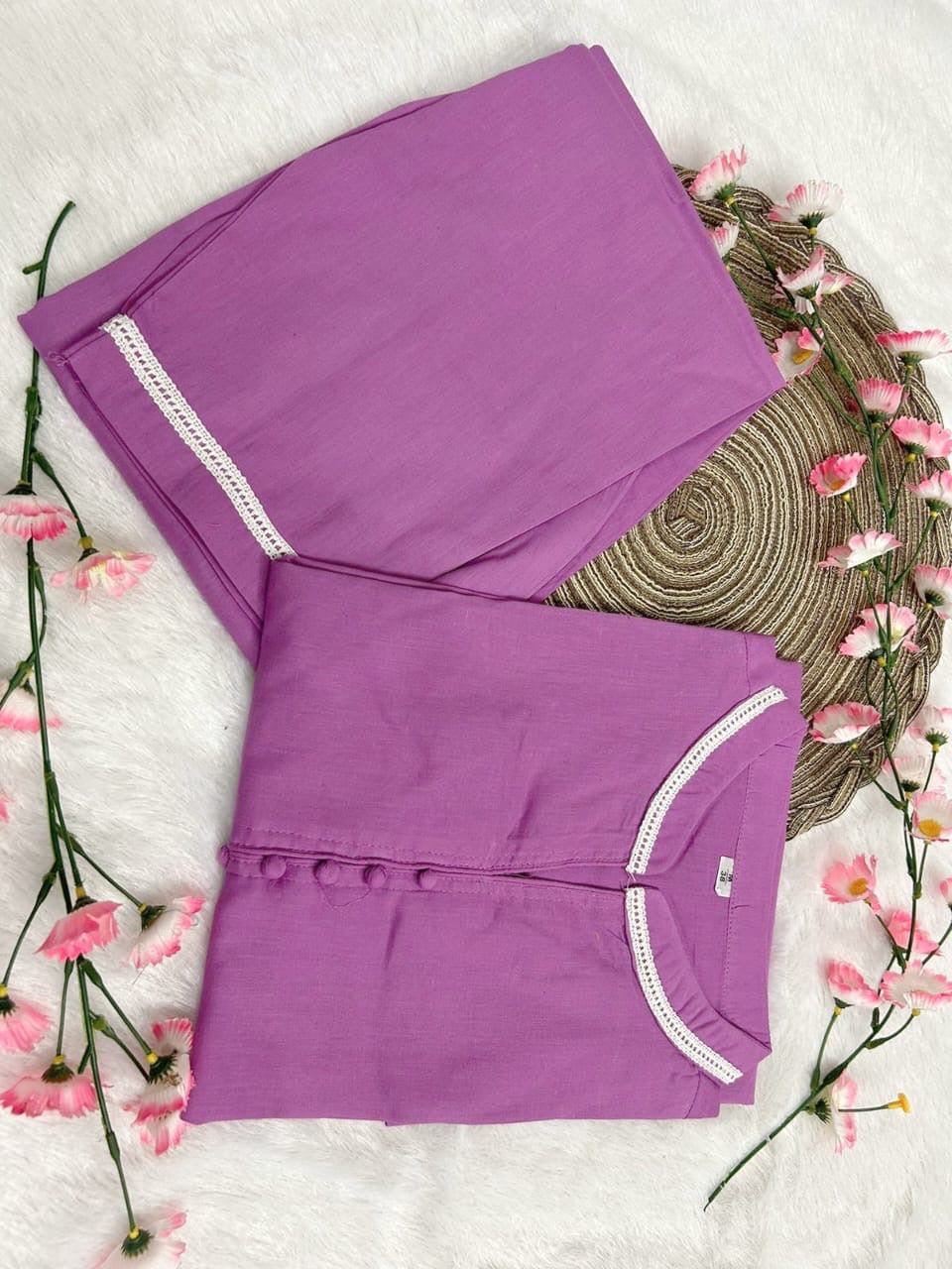 Premium Cotton Top Including Beautiful Potly Button Work