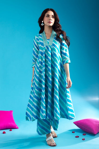 Long Aliya Cut Type Aline Kurta Pant