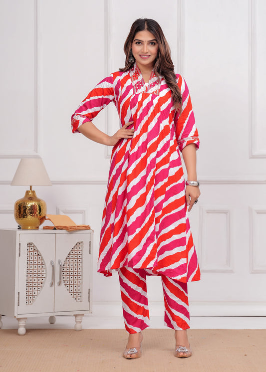 Aliya Cut Aline Kurta with  Embroidery Work On Neck Line