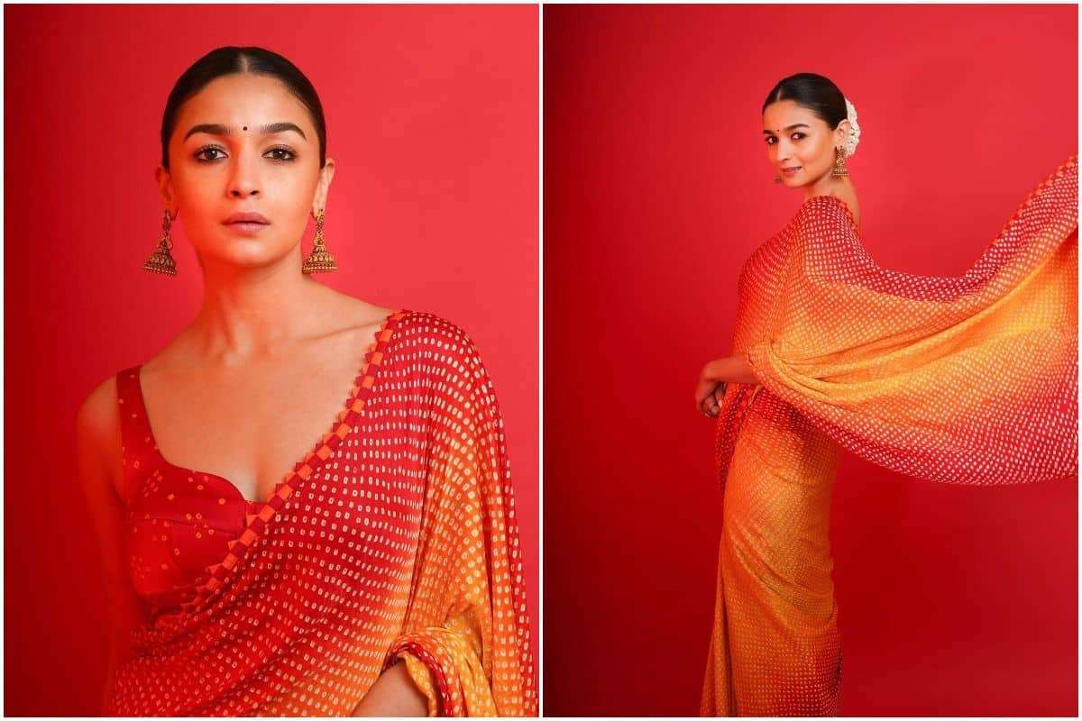 Alia Bhatt Bollywood Style Satin Silk With Digital Print Saree