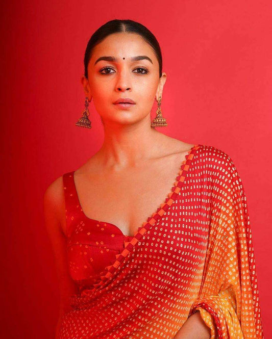 Alia Bhatt Bollywood Style Satin Silk With Digital Print Saree