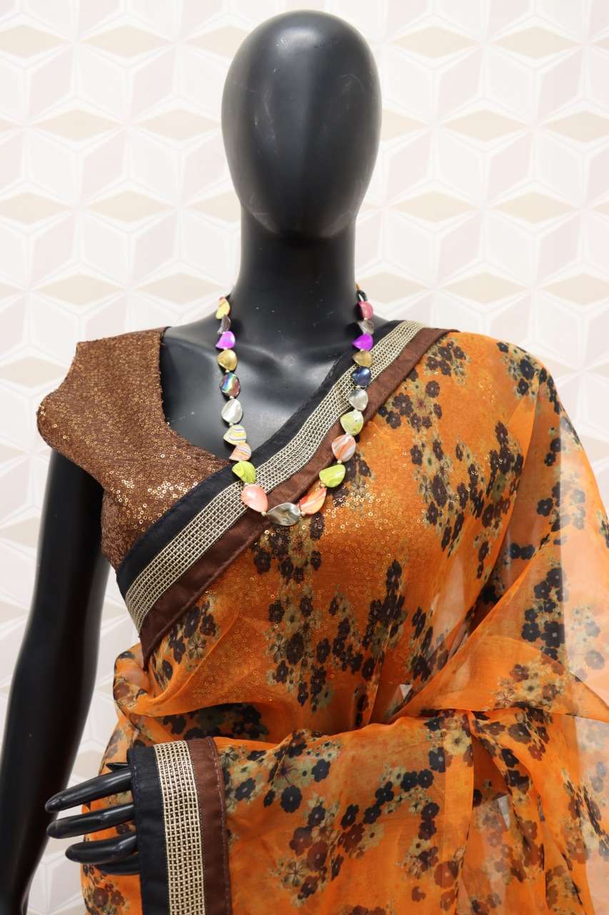 Alia Bhatt Organza Silk With Fancy Digital Flower Print Saree