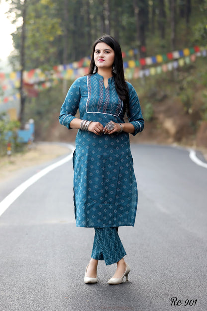 Heavy kantha Handwork kurti set