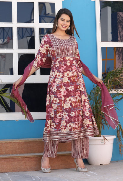 DIGITAL RAYON ANARKALI SUIT SET