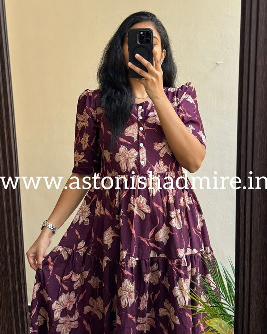 Beautiful Printed cotton middi Gown Dress