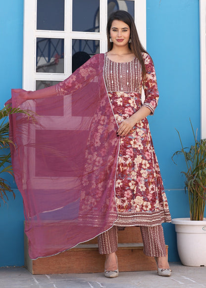 DIGITAL RAYON ANARKALI SUIT SET